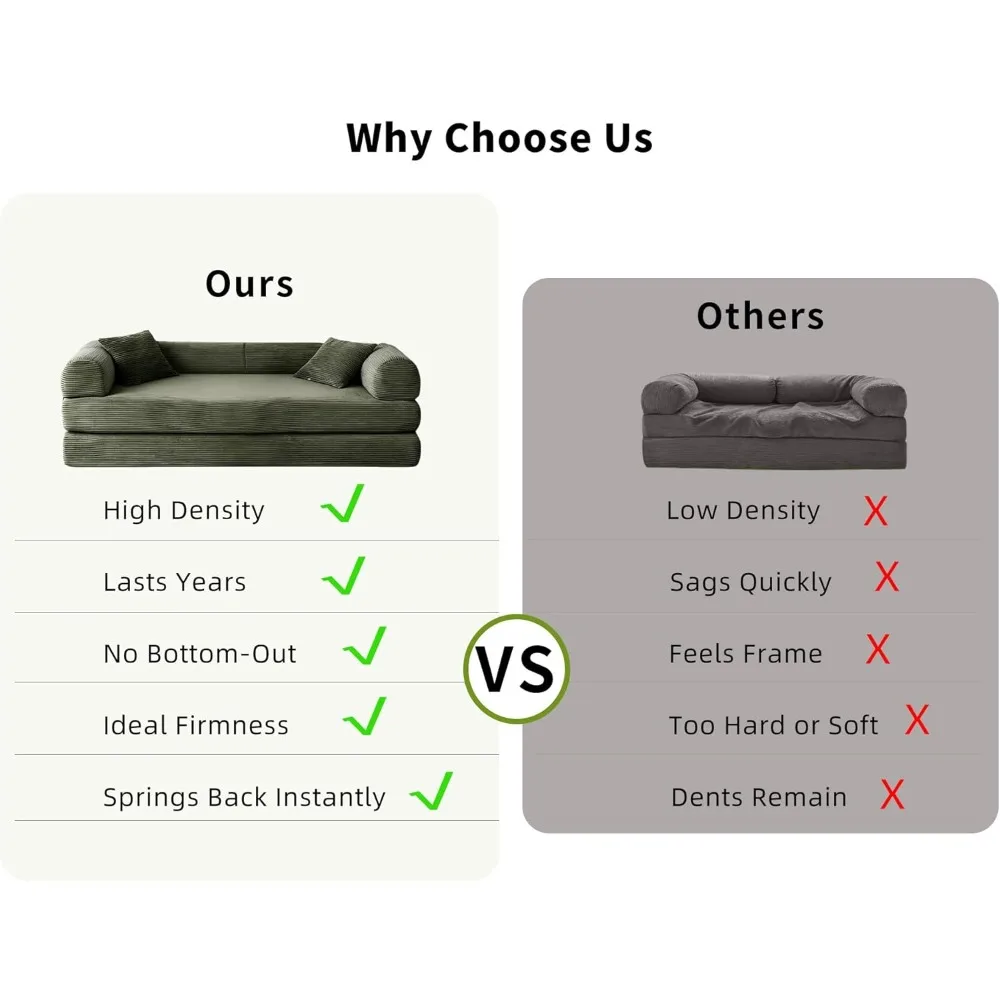 Диван-кровать-раскладушка 5-в-1, складной диван-кровать, железный каркас, пена высокой плотности, вельветовая обивка, компактная мебель