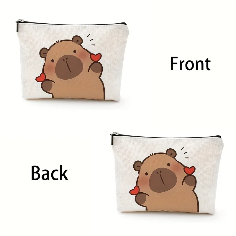 حقيبة مكياج كابيبارا - حقيبة لطيفة متعددة الوظائف بسحاب للنساء، حقيبة تخزين المجوهرات، حقيبة تخزين صغيرة مثالية للسفر بسحاب