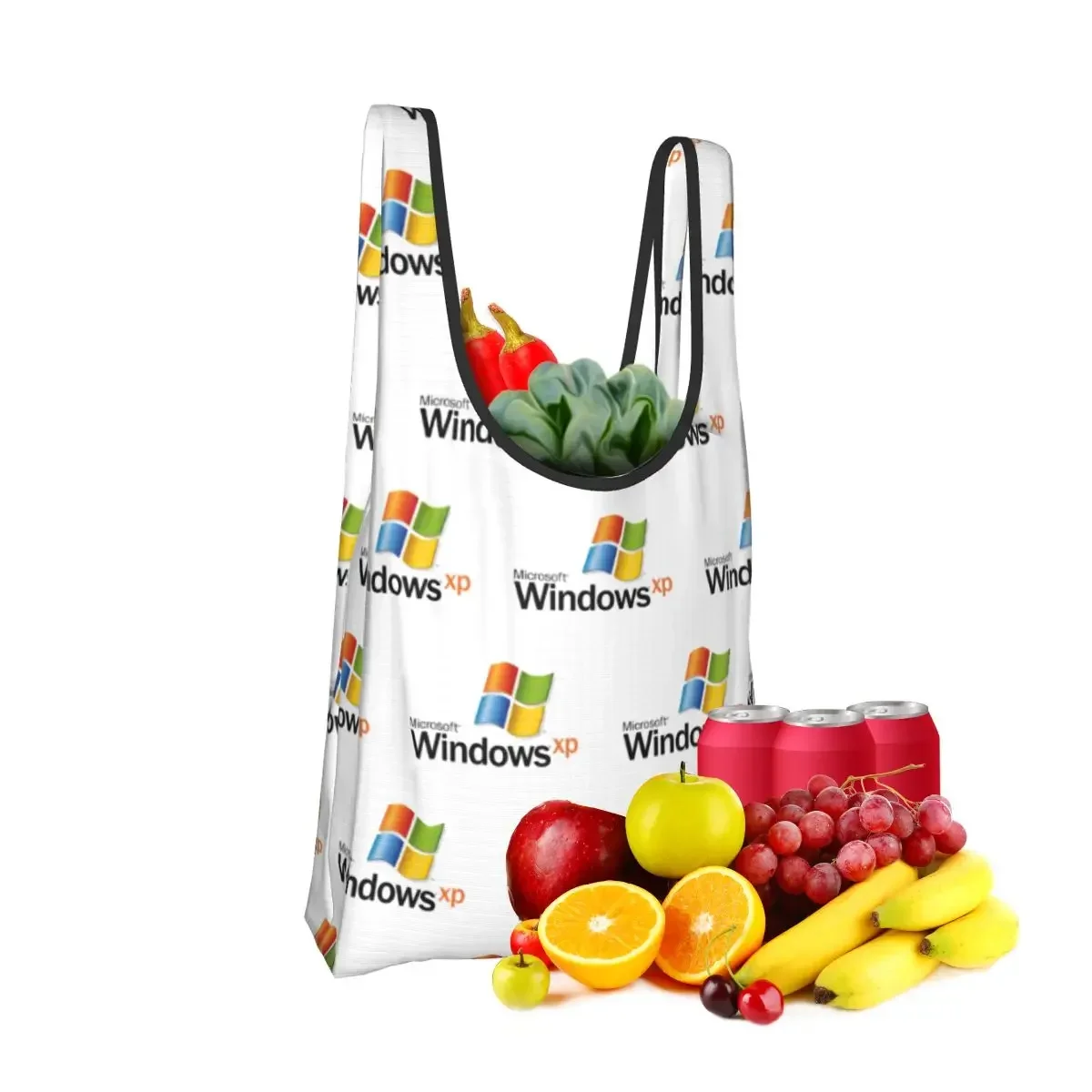 Windows Xp 2 Portable Tote Shopping Bags Large Capacity Shopper Bag Groceries Handbag Shoulder Bag