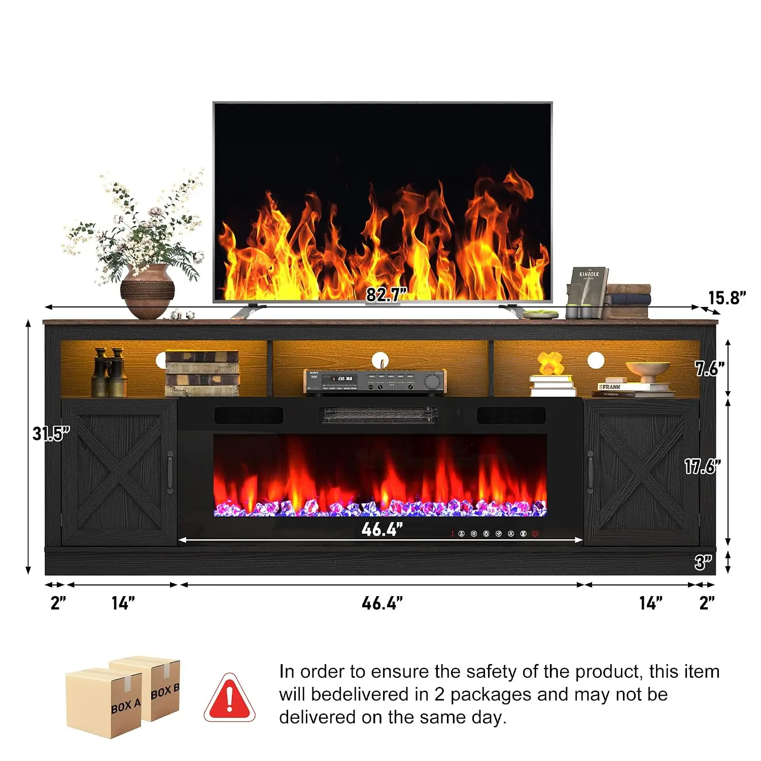 Farmhouse TV Stand for 85-95