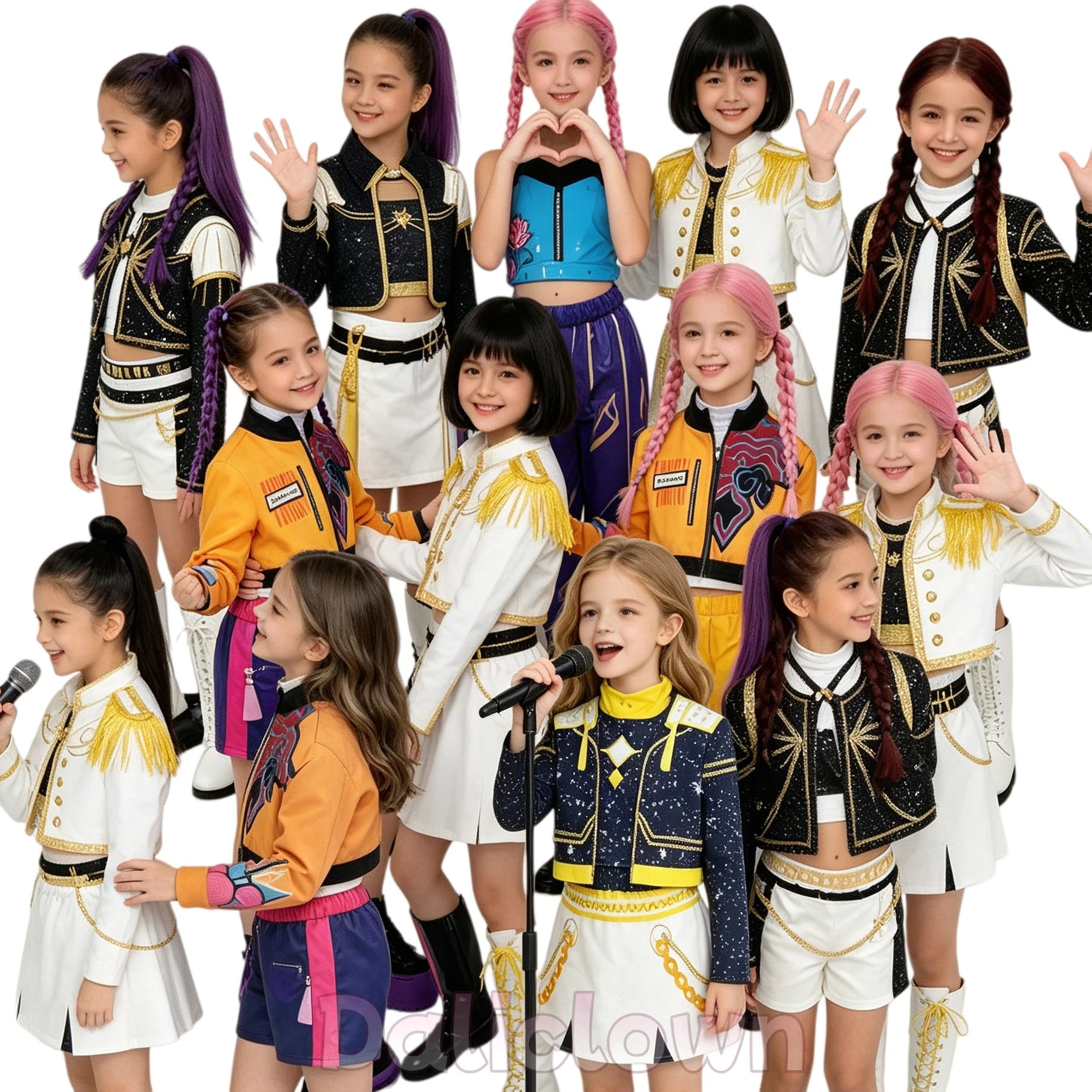 Halloween-Kostüm Mädchen Kinder Streetdance-Set Goldener Sänger Dein Idol Hip-Hop-Tanz Bühnenauftritt Geburtstagsparty Kleid Anzug