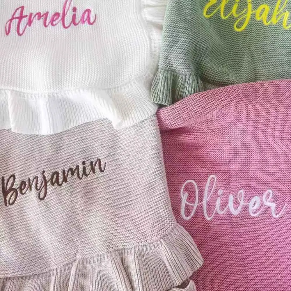 Daisy Knit Blanket, Baby Gift, Newborn Gift, Personalized Blanket, Stroller Blanket, Newborn Baby Gift, Soft Cotton Baby Blanket