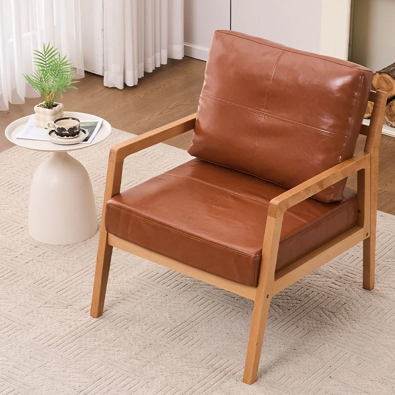 

Modern Comfortable Leather Armchair With Soft Upholstery And Solid Wood Frame For Leisure In Hotel Balconies Living Bedrooms