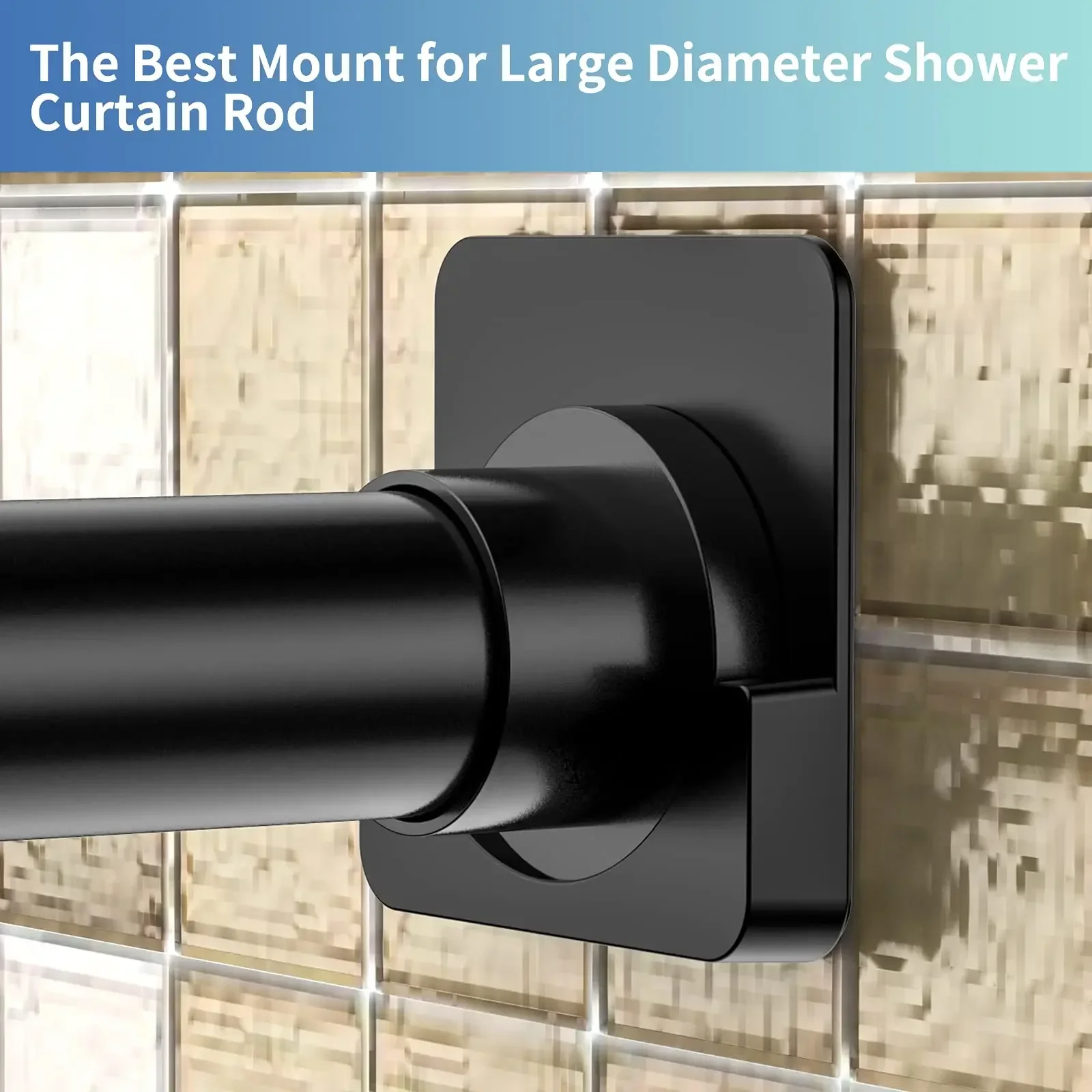 2pcs/set Black/White Non-Slip Shower Curtain Rod Mount Holder For Wall Adhesive Shower Rod Tension Retainer No Drilling Stick view 6