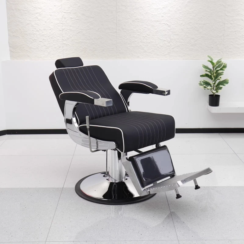 كرسي حلاق حديث وبسيط، كرسي برأس زيتي، كرسي صالون مريح، مسند للقدمين، أثاث صالون فاخر