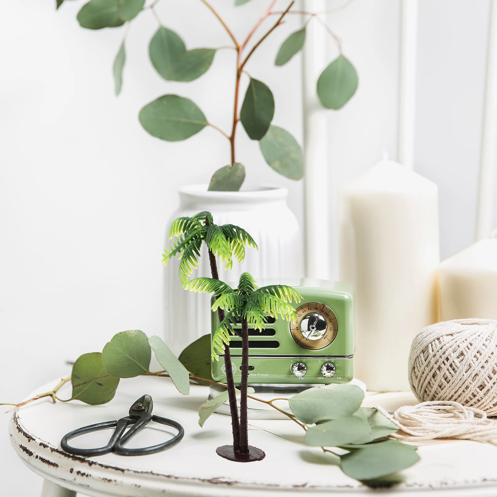 

5pcs Plastic Coconut Palm Tree Miniature Fake Bonsai Decor Micro Landscape Diy Terrarium Realistic Waterproof Small