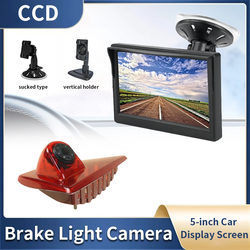 

5 Inch Car TFT LCD Monitor with Suction Cup and Bracket，With Brake Light Camera For Nissan NV400 Renault Master 3 Opel Movano