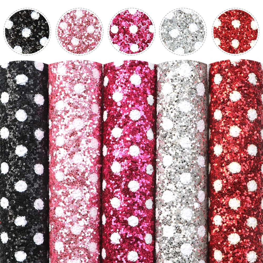 A5 rozmiar 5-8 sztuk/partia Chunky Glitter Faux skórzane arkusze Solid Color skóra syntetyczna tkaniny zestaw DIY kolczyki łuki Craft,1Yc15424