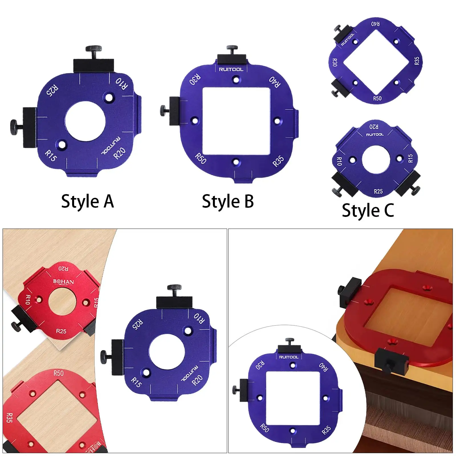 ARC Angle Positioning Template, ARC Cutting Auxiliary Tool ,5 in 1 ,Premium, Router Table Corner Radius Jig