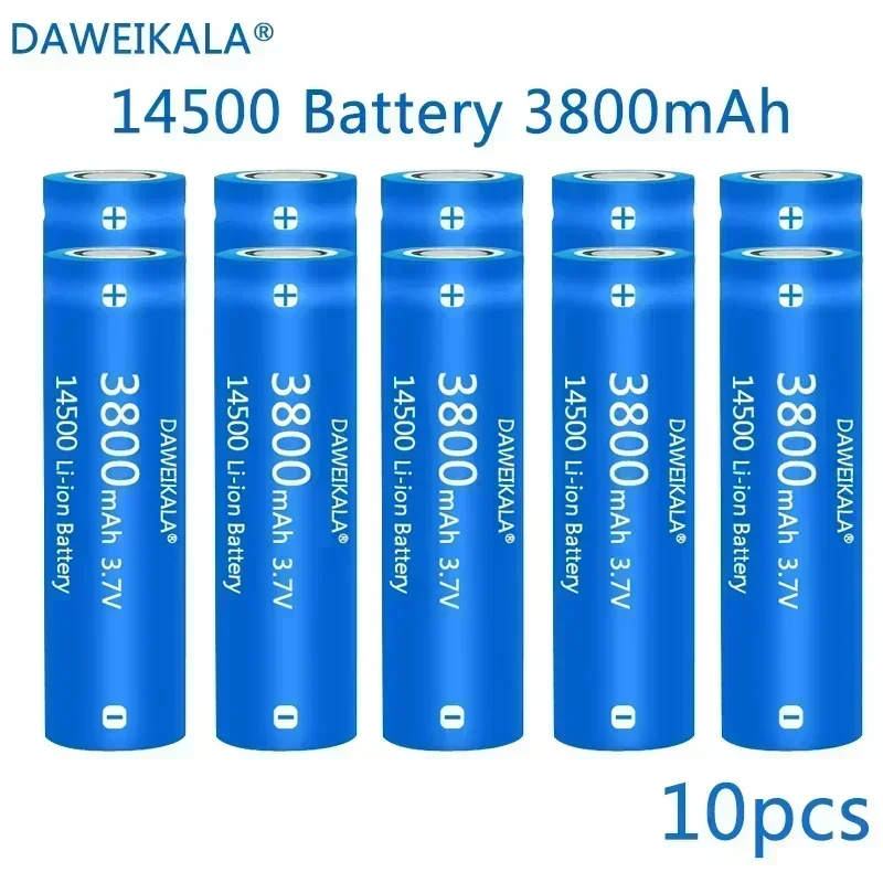 14500 Rechargeable Li‑ion Battery 3.7V 3800mAh Replacement Cell for LED Flashlight, Toys, Reliable Use Small Household Devices