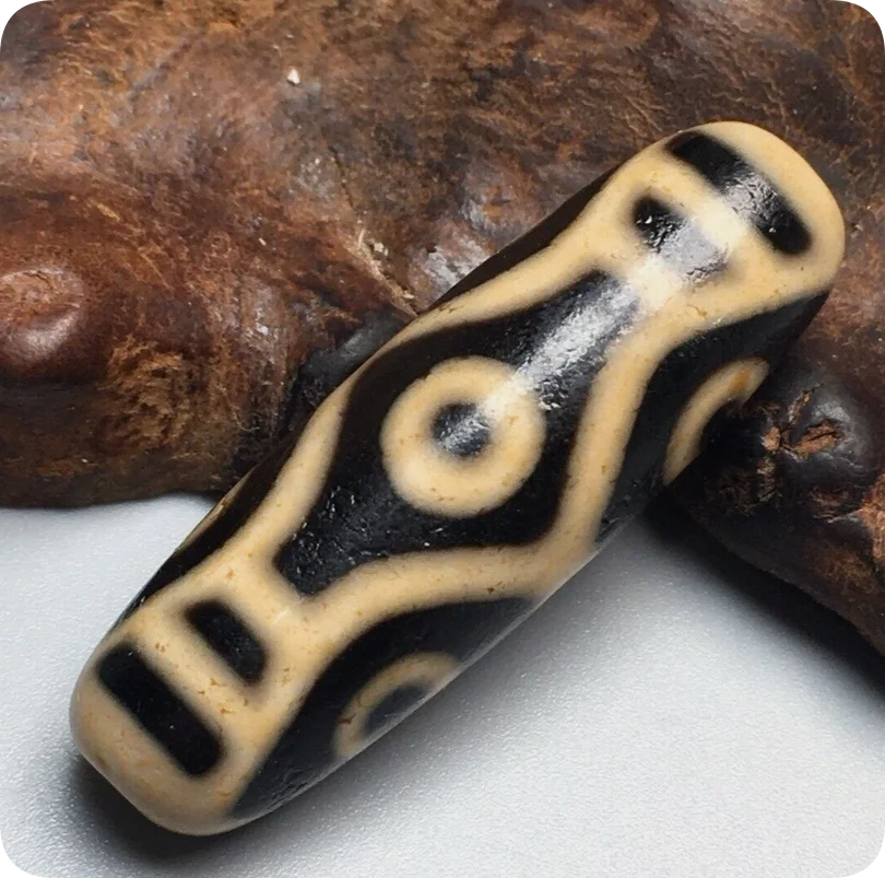 Unique Tibetan Old Oily Agate Dzi 6 Dragon Eyes Bead Pendant 37mm S0921