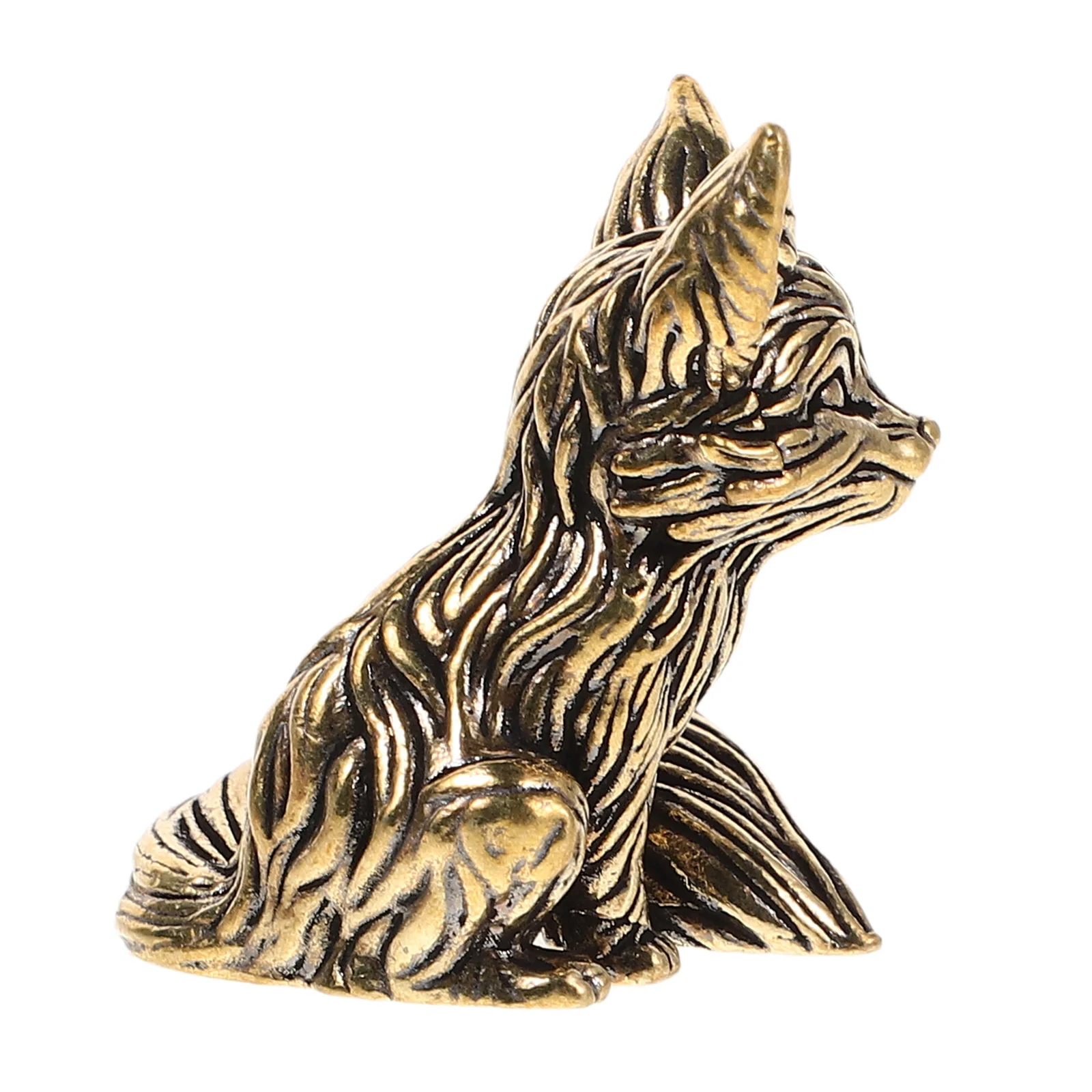 

Miniature Brass Fox Abstract Creative Desk Ornament Home Office Decor Animal Statue Tabletop