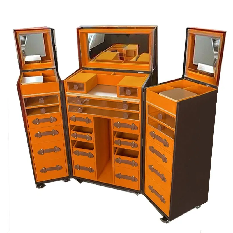 

European retro with mirror retro hard box coffee table dresser table book makeup table