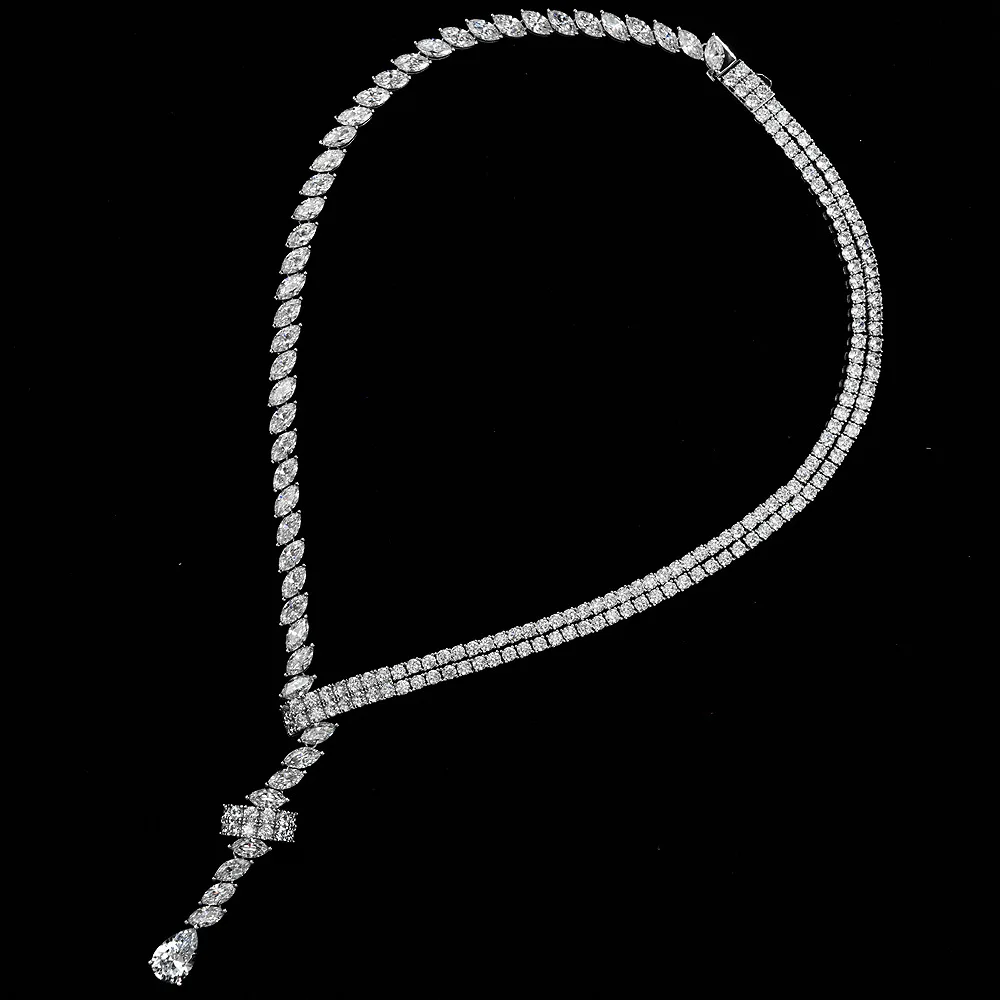 S925 Silver Droplet Shape 8 * 12 White 4.5 Carat High Carbon Diamond Luxury Necklace in Europe and America 40cm