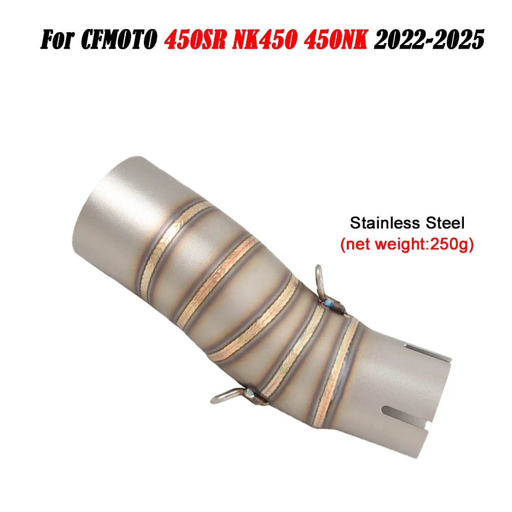 Slip On 51mm Motorcycle Exhaust Stainless steel Muffler Escape Systems Middle Link Pipe For CFMOTO 450SR NK450 450NK 2022-2025