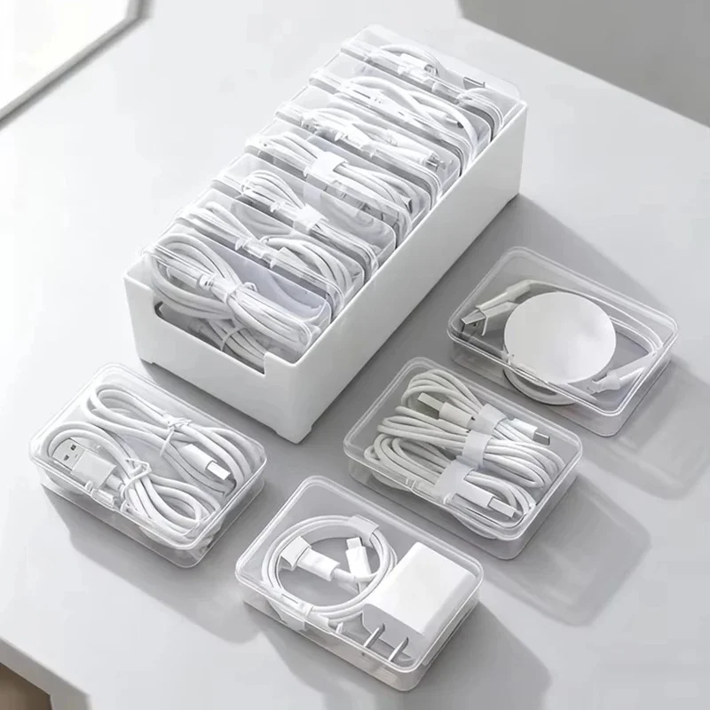 7-in-1 Cable Storage Box, Power and Charging Cables, Cable Organizer, Desktop Cable Management Box, Cable Ties