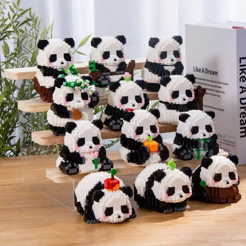 Mini Cute Creative Panda Micro Building Blocks 3D Diamond Model Animals Bricks DIY City Construction Toys for Children Kids Gift