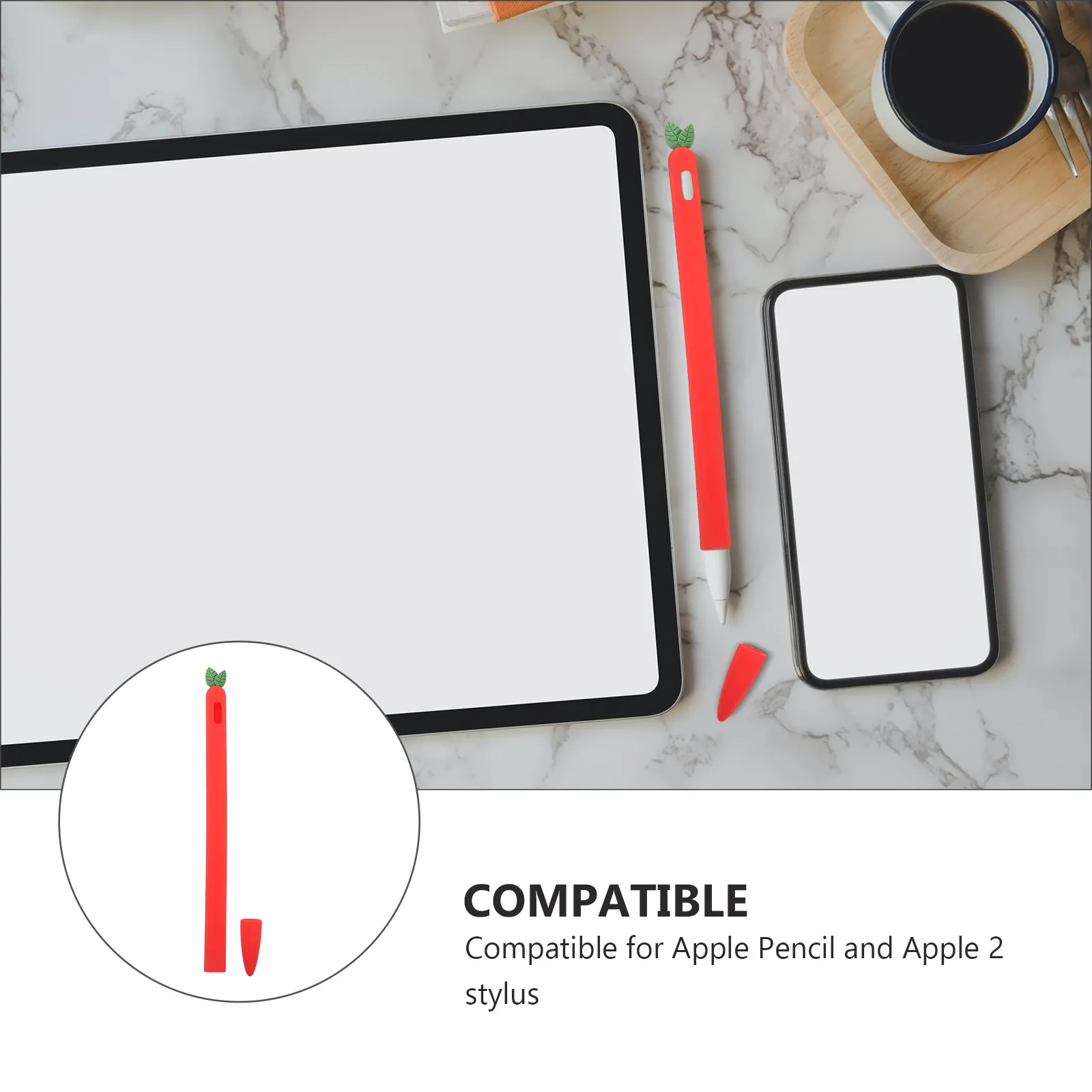 

Carrot Design Silicone Stylus Pen Cover for Pencil 2 Protective Sleeve Non Slip Grip Comfortable Smooth Refreshing Color