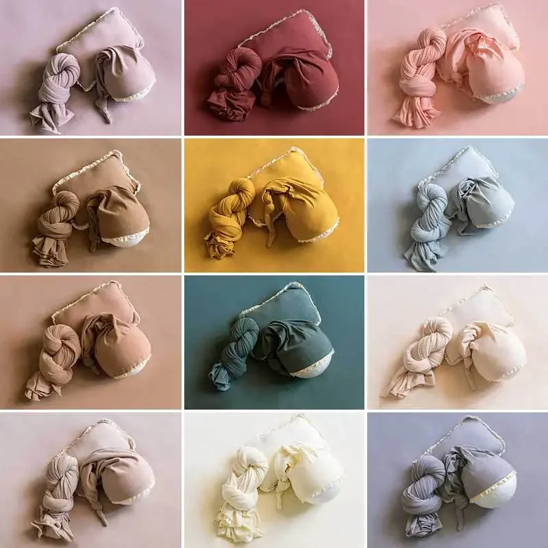 

Newborn Photography Props Baby Wrap Blanket Swaddling Photo Backdrop Shoot Studio Fotografia Accessories Background Pillow Hat