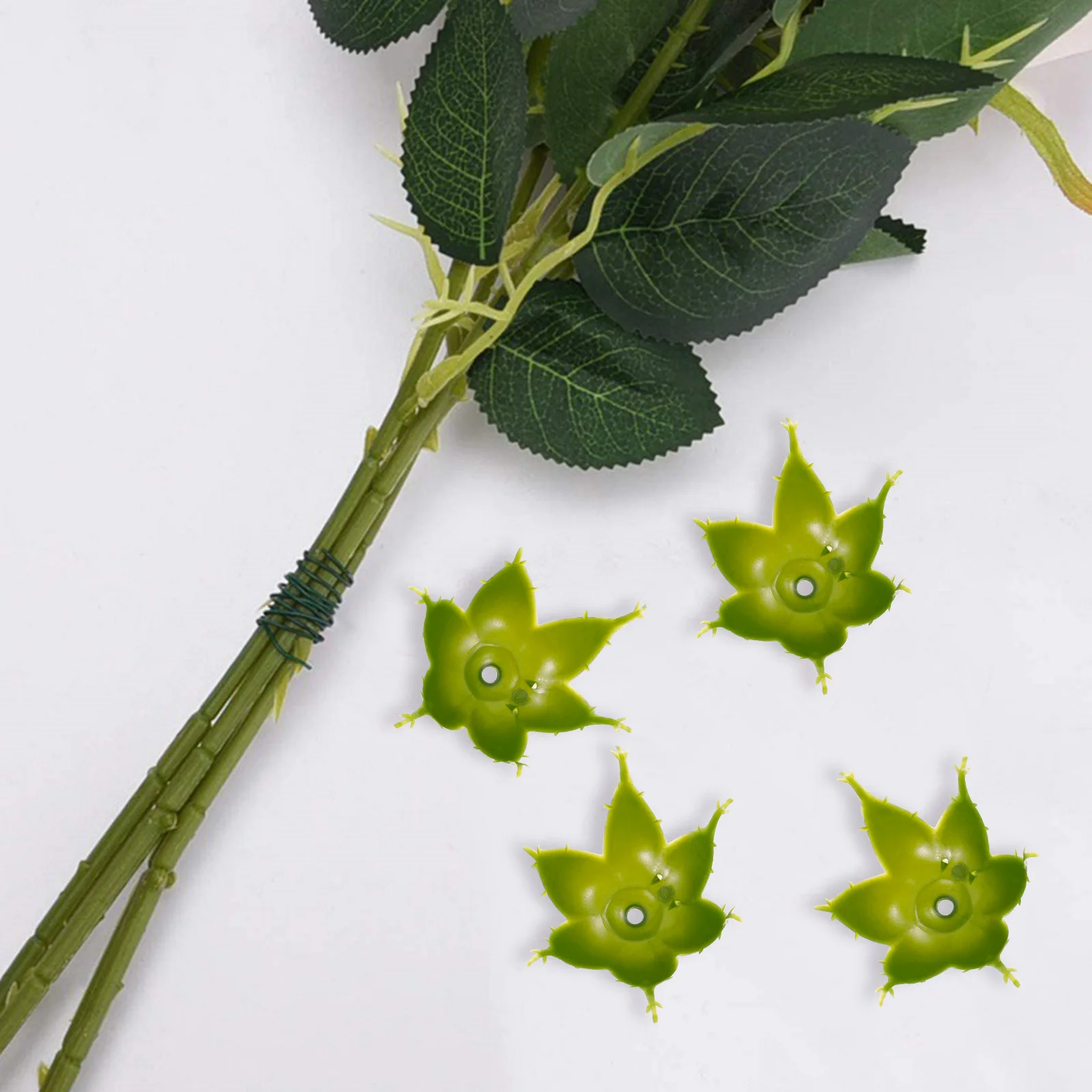 

100pcs Artificial Calyxes Plastic Green Calyx Receptacles For Diy Soap Flower Craft Home Decoration Flower Stem Connector