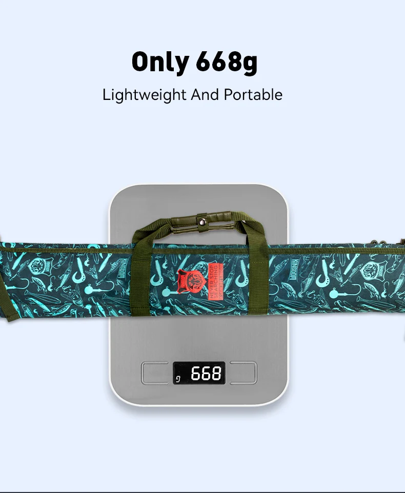 KINGDOM Tragbare Faltbare Angelruten-Tasche Wasserdichter Ruten-Aufbewahrungskoffer Mehrfache Tragemöglichkeiten Umhängetasche Angelzubehör-Organizer – Detail 6