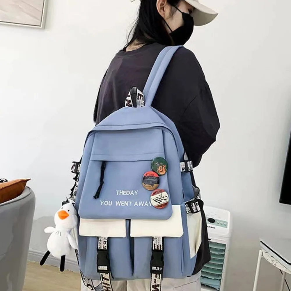 New Korean Style Shoulder Bag Large Capacity Wear Resistant Knapsack Durable Multiple Pockets Schoolbag