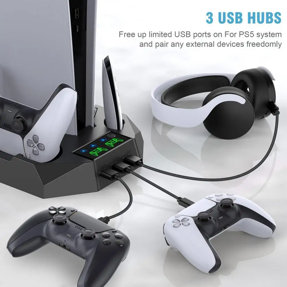 Dual Controller Charging Stand Ps5 Charging Stand with Three-speed Fan Efficient Controller Charger Dual for Ps5 for Gaming