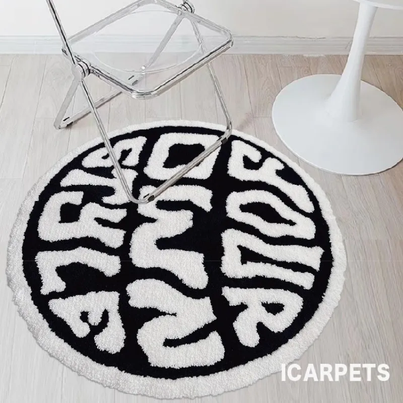 Imagem -04 - Modern Simple Art Floor Mat Macio Tapetes para Quarto Engrossar Rodada Lounge Rug Nordic Sala Decoração Non-slip Tapete