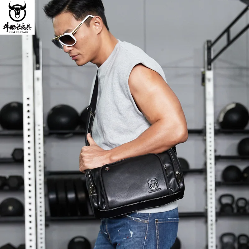 Top-grain cowhide large-capacity single-shoulder crossbody horizontal men's travel retro single-shoulder bag