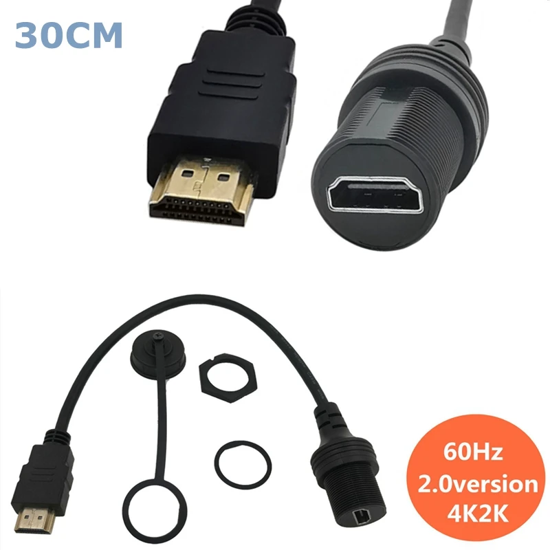 

4K 2K 60Hz Waterproof Cable for Automotive, Yacht, Motorcycle Instrument Panel HDMI - compatible with Version 2.0 male to female