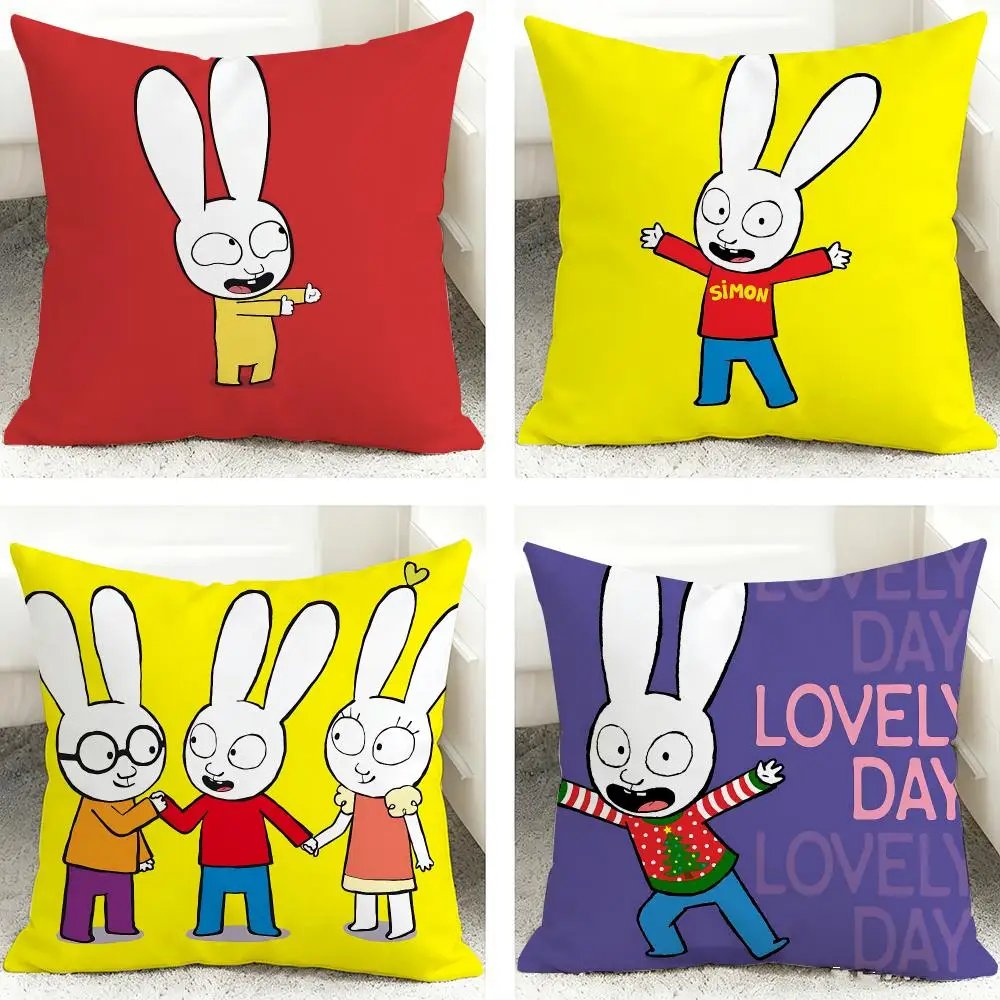 S-Simon Super Rabbit Cushion Cover 40x40cm Square Decorative Sofa Cushion Cover Bedroom Living Room Home Decor Gift