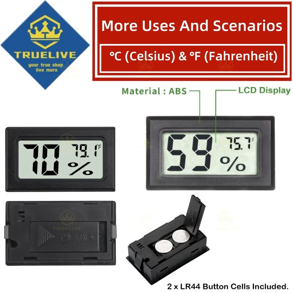 ℉ ℃   มินิจอแอลซีดีดิจิตอลเครื่องวัดอุณหภูมิเครื่องวัดความชื้นองศาเซลเซียสองศาฟาเรนไฮต์อุณหภูมิความชื้นเมตรในร่มเครื่องวัดความชื้น