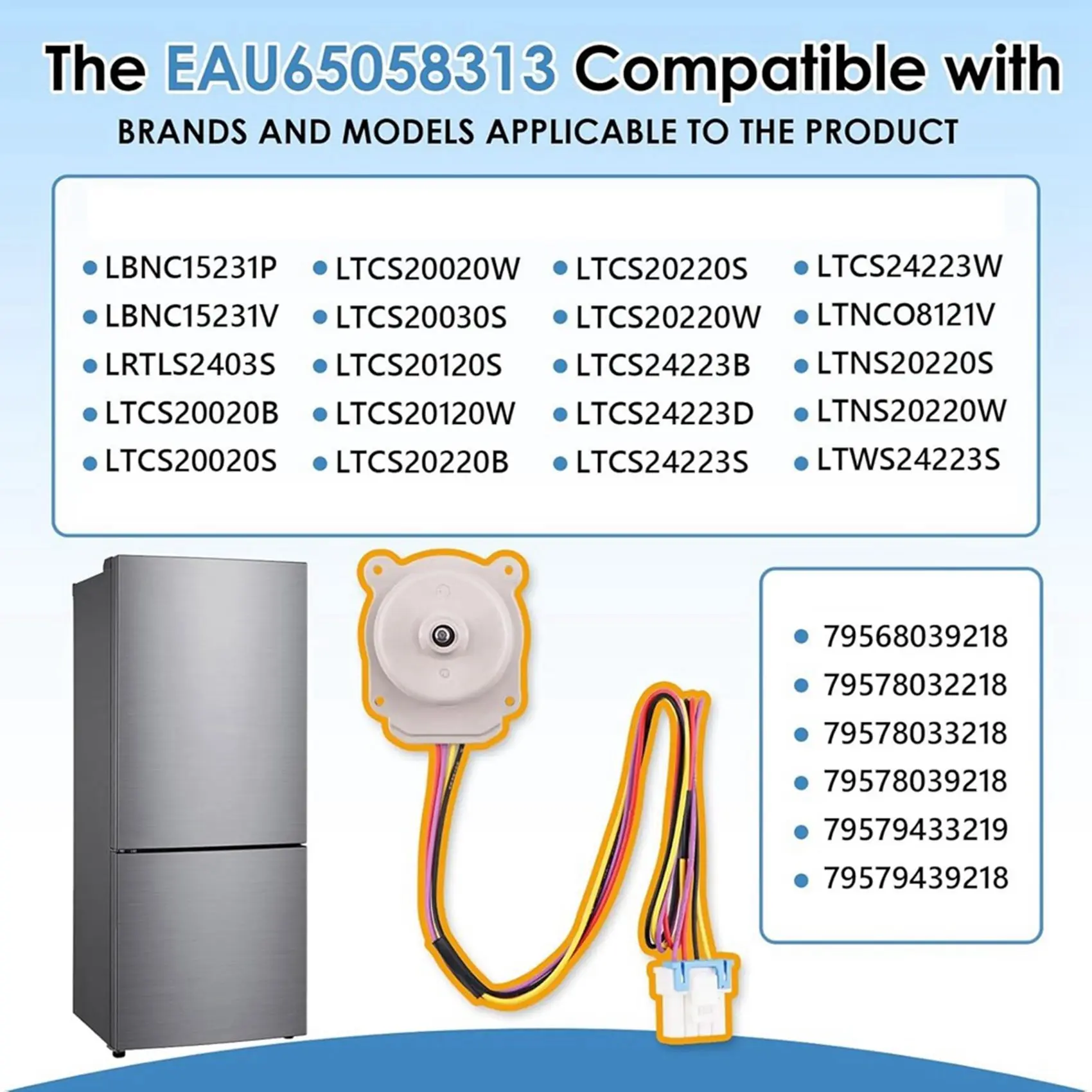 Retail 3X EAU65058313 Refrigerator Evapoartor Fan Motor For Kenmore Freezer Replace EAU63103001 AP7178307 PS16662420 DC12V