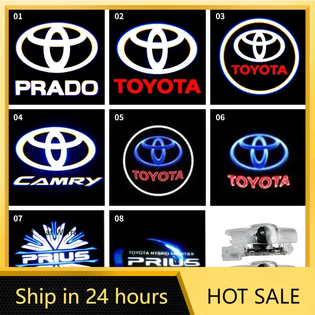 

Колпаки ступиц 2 шт. Автомобильная светодиодная лампа приветствия с логотипом Toyota Дверь Призрачный теневой свет Лазерный проектор для Toyota PRADO Camry Corolla Rav4