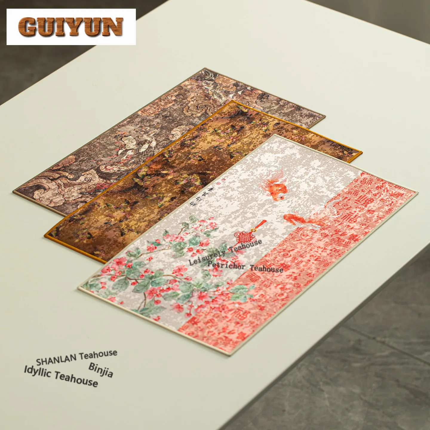 

Waterproof Suede Lengthened And Thickened Tea Table Mats Elegant Drink Coaster Dinner Table Cloth Mat Chinese Tea Set Collection