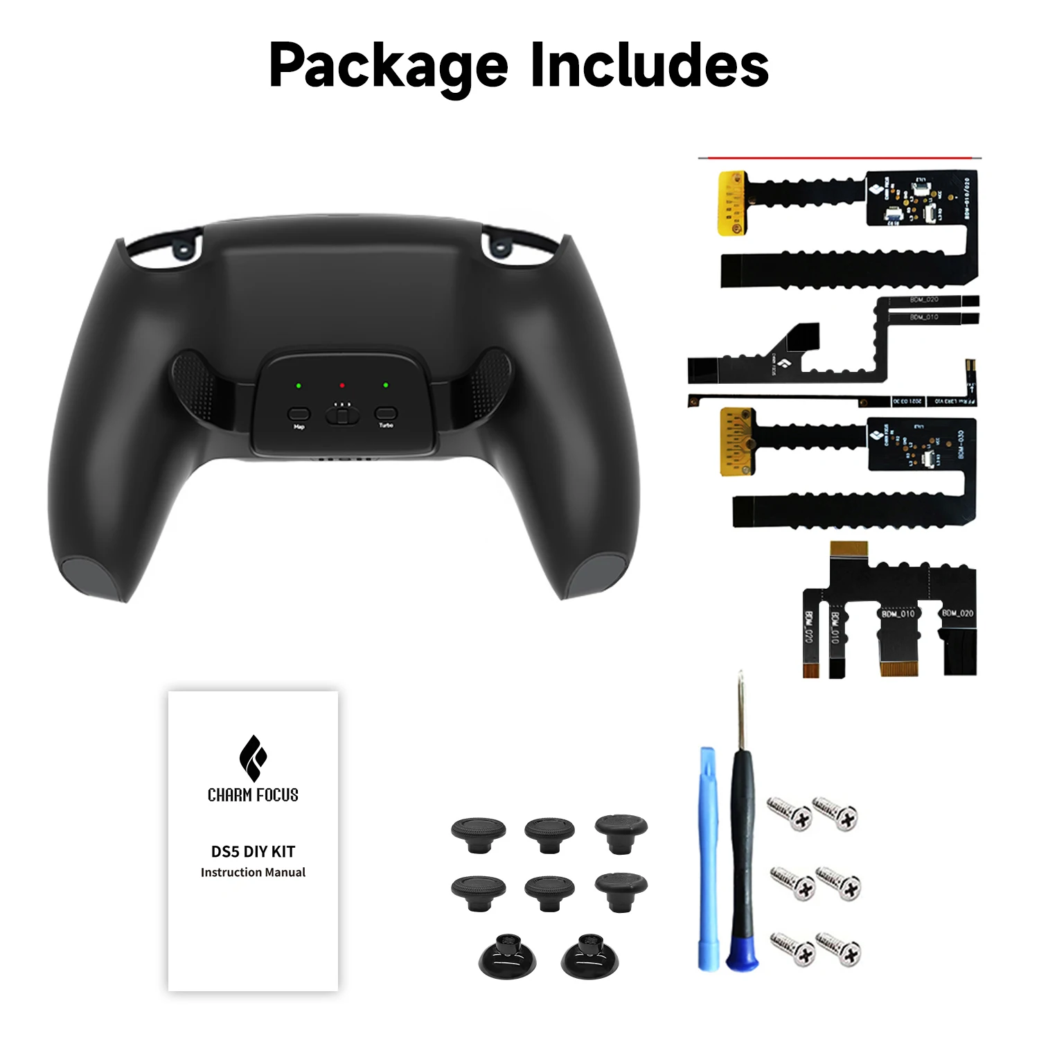 2 Back buttons for ps5 controller, accessory upgrade board, Redesigned Case, Programmable Rise Remapping Kit for ps5 