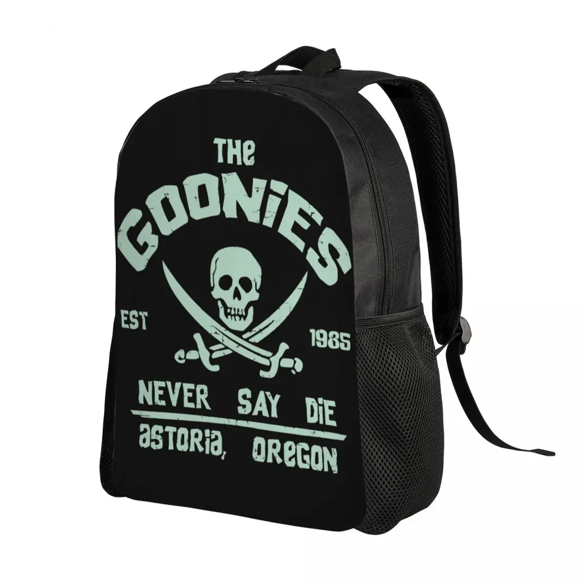 Customized The Goonies Never Say Die Backpack for Men Women College School Student Bookbag Fits 15 Inch Laptop Movie Film Bags