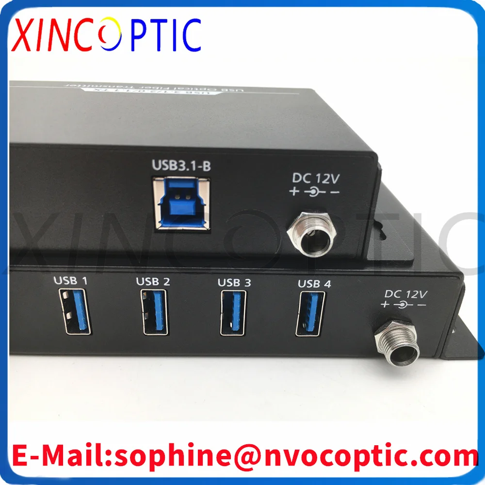 4Ch USB3.0/2.0/1.0 Data over Fiber Optic Extender+1Ch USB3.1 Gen 1/2.0/1.1 Modem with SMF LC Connector Fiber Port