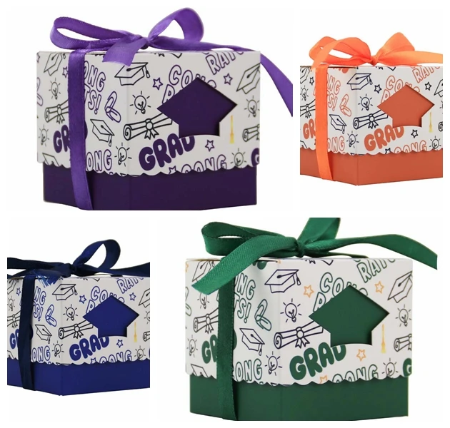 

(100Pcs/lot) 6cm square gift box of Baccalaureate gown Paper box For graduation party gift candy box and gift packing box