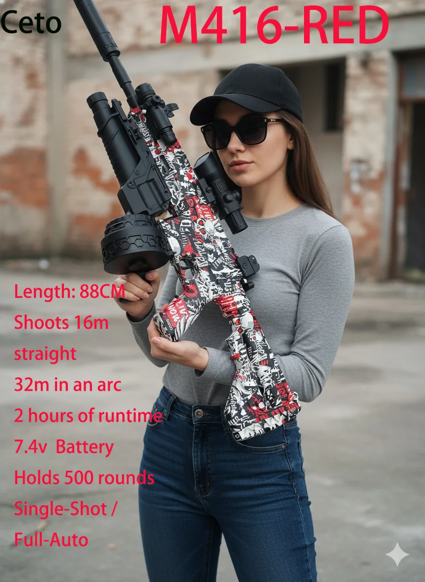 Electric Gel Blasters Gun Toys 500 Rounds Capacity Full Auto 7.4V Long Range Outdoor Shooting Team Battle for Adults & Teen gift