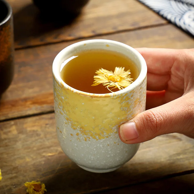 160ml Japanese Ceramic Water Cup Short Restaurant Teacup Sushi Soup Tableware Beauty Starry Sky Pattern Beer Mugs for Bar