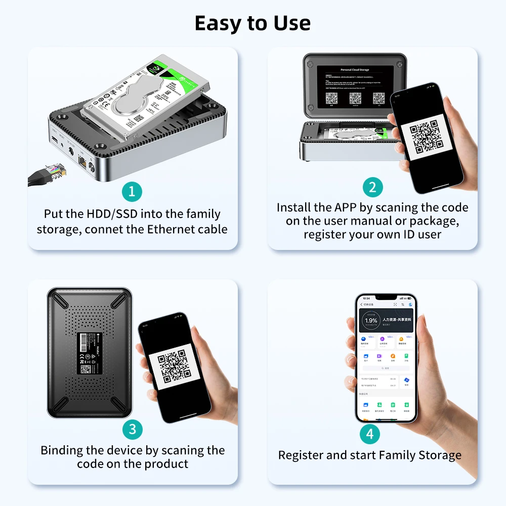 Yottamaster 1Bay Hard Drive Enclosure NAS Private Cloud Network HDD Enclosure to 2.5/3.5 Inch SATA Disk Case 20TB Capacit