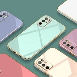 For Xiaomi Poco M3 Pro Case Luxury Square Plating Redmi Note 10 10T 5G Phone Case ShockProof Silicone Back Cover Fundas