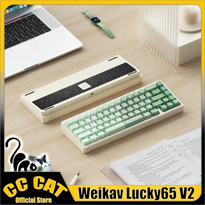 Weikav Lucky65 V2 Keyboard Aluminium Alloy Mechanical Gaming Keyboard 3 Mode Structure Rgb Customs Hotswap Gasket Pc Accessories