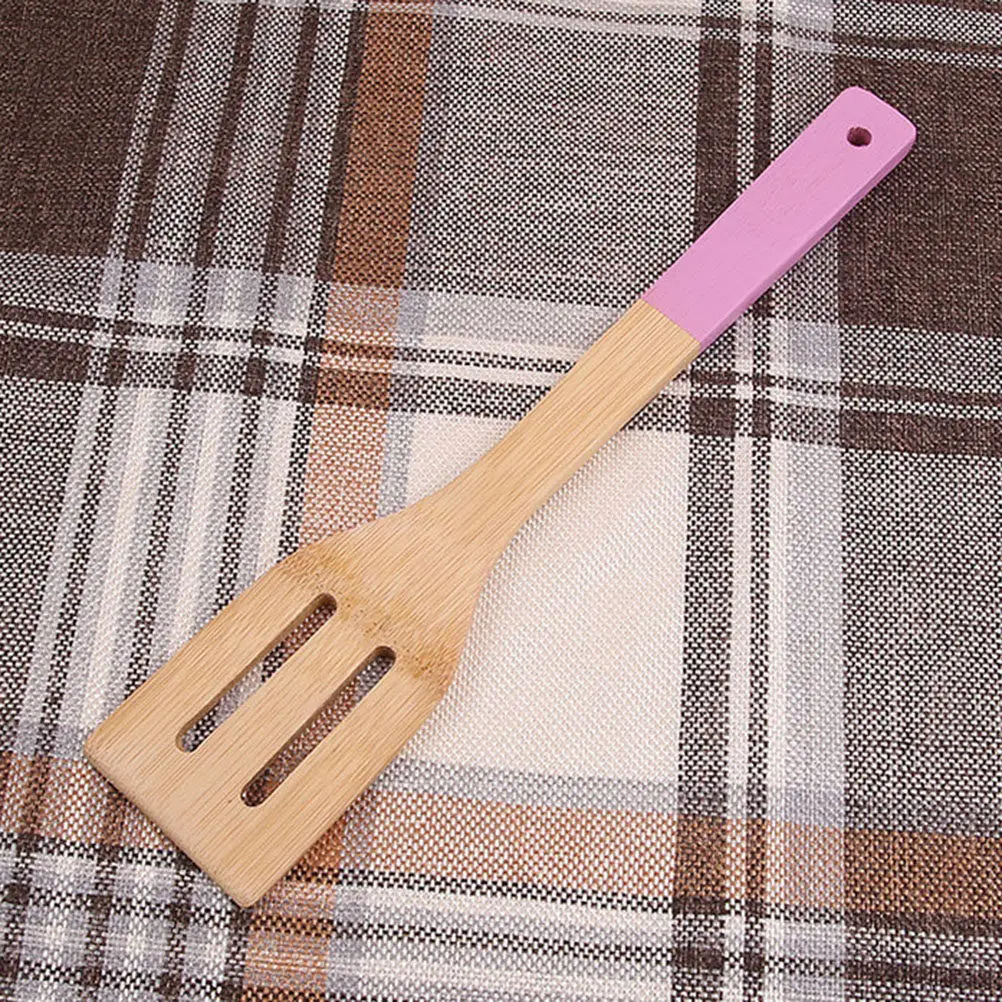 

5Pcs Bamboo Kitchen Utensil Set Ergonomic Grip Handles Non-Scratch Safe for All Cookware Easy to Clean