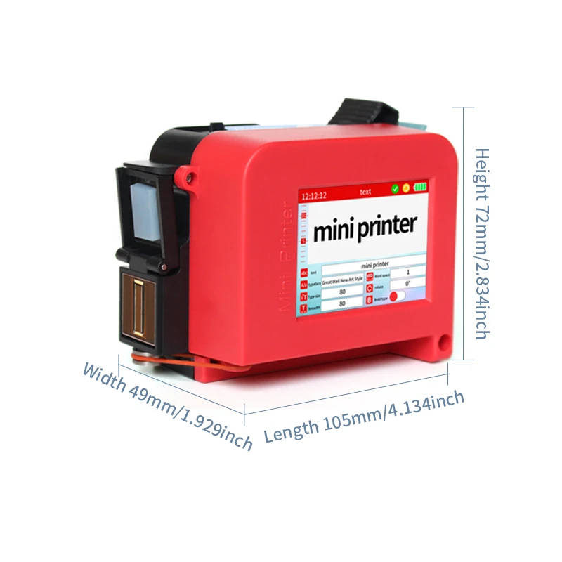 Portable Handheld Inkjet Printer for Date Batch Code Printing on Various Surfaces