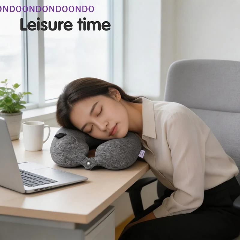 Auto Inflatable Foldable Neck Pillow Portable Detachable Double Hump U Shaped for Outdoor Travel Rest