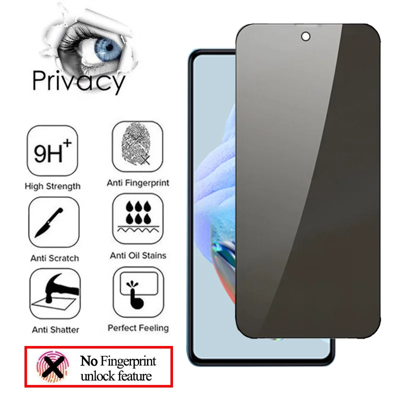 Note 12S Privacy Glass For Xiaomi Redmi Note 12 Pro Anti-Spy Tempered Glass Note 12 Pro+ Screen Protector Redmi Note 12 5g Film Smartphone Redmi Note 11S Prevent Peeping Protective Glasses Note12 Pro Plus Hard Glass