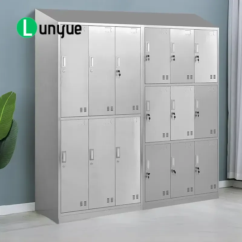 304 Stainless Steel 9 Door Sloped Top Locker Waterproof Dustproof Rust Proof Storage Cabinet for Clean Room Laboratory
