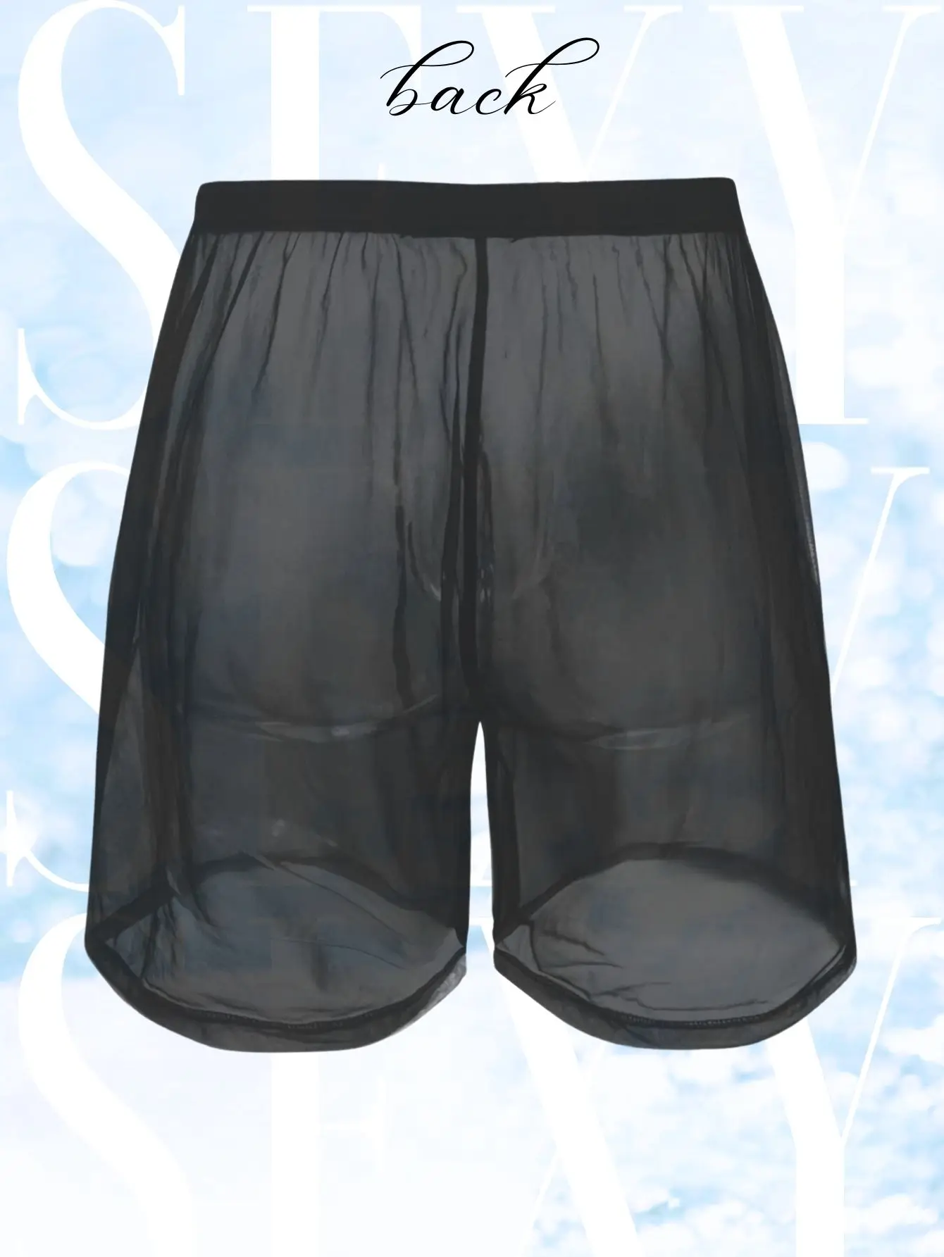 1Pc long men's sexy, simple, comfortable, fashionable, soft, breathable, semi transparent, home sports, loose fit boxing pants